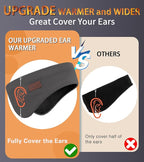 Winter Ear Warmer Headband for Men Women Double-Layer Knit Ear Muffs Cover with Fuzzy Lining for Running and Cycling (Black, Dark Grey, One Size)