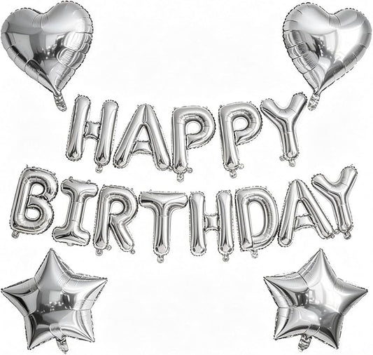 Silver Birthday Decorations by WEIKA