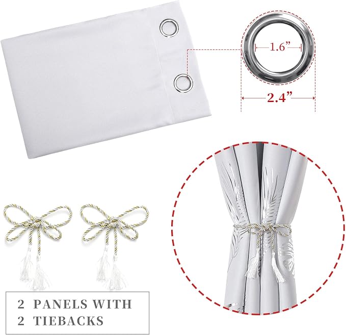 Greyish White Thermal Insulted Curtains 96 Inches Long Room Darkening Light - Image 4