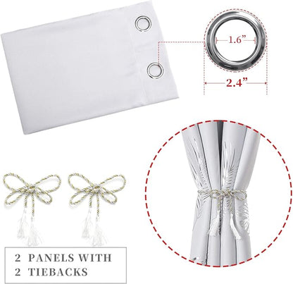 Greyish White and Silver Print Curtains 72 Inches Long Room Darkening Curtains - Image 4