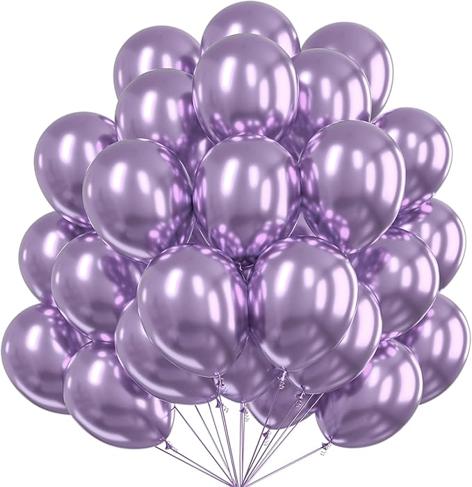 PartyWoo Metallic Purple Balloons 50pcs Chrome Purple Color 12 Inch | Balloons by PartyWoo