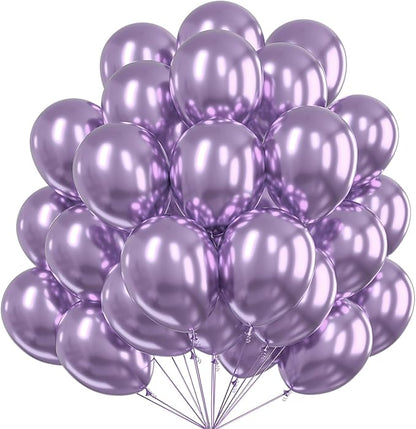PartyWoo Metallic Purple Balloons 50pcs Chrome Purple Color 12 Inch | Balloons by PartyWoo