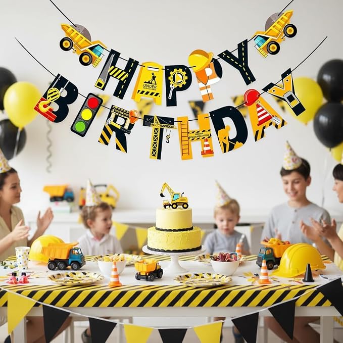Happy Birthday Banner Construction Party Decorations, Vehicle Truck Birthday - Image 7