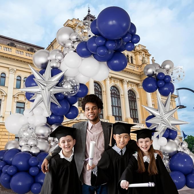 Navy Blue and Silver Balloon Garland Arch Kit - Image 2