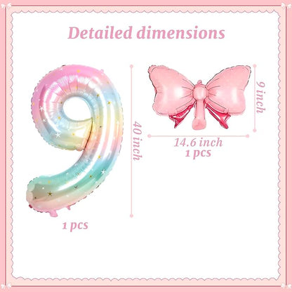Number 9 40 Inch Rainbow Star Gradient Giant Number Balloon & Mini Bow Balloon - Image 2