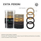 EVITA PERONI Hair Ties 12 Pcs Set, High Elastic Ponytail Holders, Hair Ties No Damage, Elastic Ties for Thick Hair Women Men, Gifts for Mother Sister Girlfriend (Amber Shadow)
