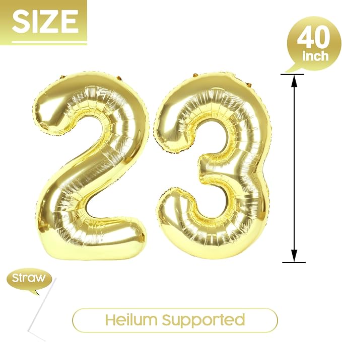 23 Balloon - Champagne Gold Birthday Number Balloons, 40 Inch Decorations | - Image 5