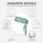 Men's Women Beauty Skinny Sports Sweatband Head Decor for Running Travel Shower, Long Multi Style Geometric Checkered Zebra Tiger Leopard Print Mint Green Retro 80S 90S Head Ribbon Headwear