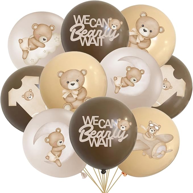 24Pcs Bear Balloons for We Can Beary Wait Baby Shower Decorations 12inch by Unknown