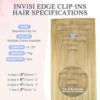 DOORES Clip in Hair Extensions Real Human Hair 22 inch 110g 7pcs Invisible Human Hair Extensions Clip ins, Injected Seamless PU Clipins Invisi Edge, 18A/60 Drity Blonde Mixed Platinum Blonde