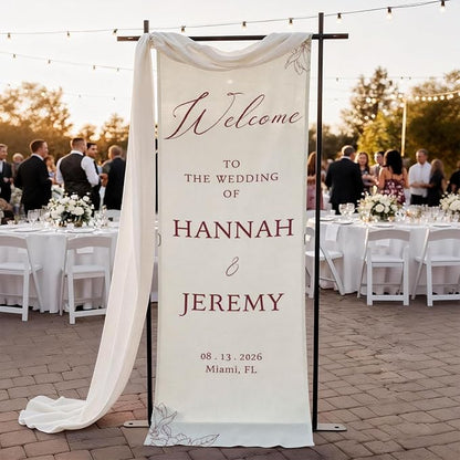 Mapileng Elegant Wedding Linen Wall Tapestry Welcome Banner, Personalized by Mapileng%E2%84%A2