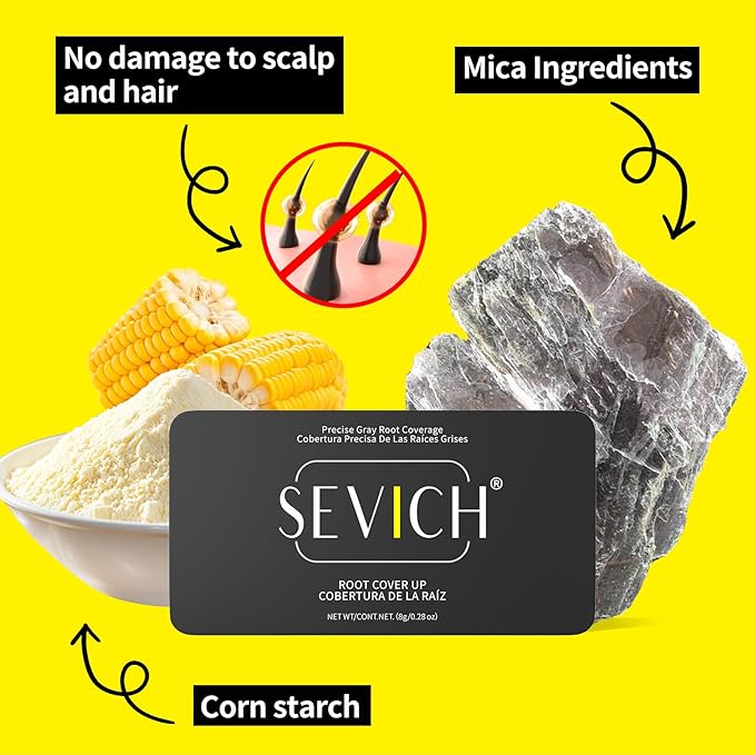 SEVICH Root Touch Up Hair Color Powder with Mirror & Brush – Instant Gray Hair Cover Up, Waterproof Sweatproof Formula, Natural Finish for Hairline & Bald Spot, 48H Long Lasting, Med Brown