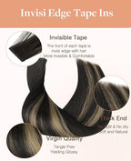 GOO GOO Invisi Edge Tape in Hair Extensions Human Hair, 1B/19/1B Natural Black to Light Blonde, 20pcs 16inch 50g, Virgin Remy Hair, Seamless Injected Tape, Natural Look