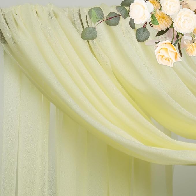 Beige Wedding Arch Draping Fabric Backdrop Drapes Sheer 3 Panels | 28.7"x20FT - Image 4