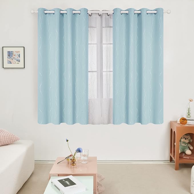Deconovo Living Room Curtains 63 Inches Long, Thermal Insulated, Room Darkening - Image 2