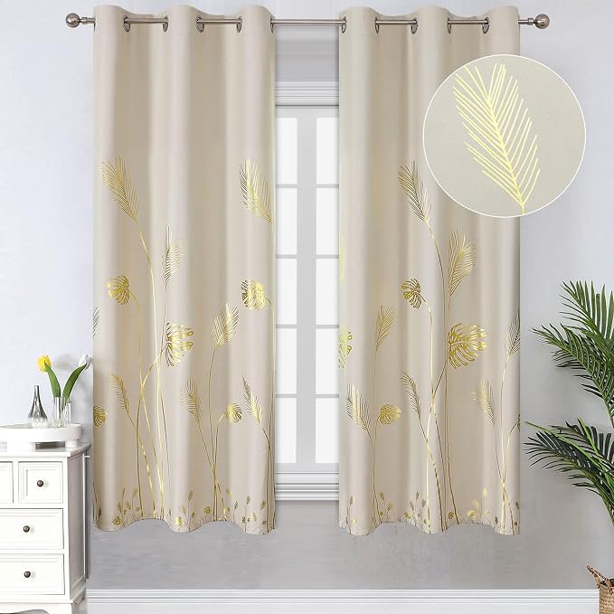 Palm Tree and Wheat Curtains Blackout Energy Saving Curtains Light Filtering by ESTELARTEXTILER