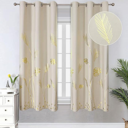 Palm Tree and Wheat Curtains Blackout Energy Saving Curtains Light Filtering by ESTELARTEXTILER