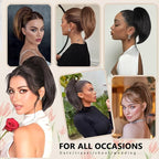 10 Inch Short Ponytail Extension - Soft Straight Pony Tails Hair Extensions, Claw Clip Ponytail Extension, Natural Short Hair Extensions Ponytail, Synthetic Hair Pieces for Women (Color: Black Brown)