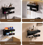 Universal Hair Dryer Holder, Hair Tool Organizer with Shelf for Bathroom, Hair Accessories Organizer for Blow Dryer, Curling Iron, Straightener