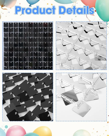 Black Shimmer Square Sequin Wall Panel Backdrop Decoration - Image 6
