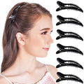RC ROCHE 6 Pcs Small Flat Flip Hair Claw Clips for Women Alligator Duckbill Thick Hair Styling Barrette Strong Side Slide Jaw Plastic No Slip, Small Black