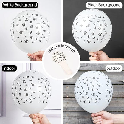 PartyWoo Paw Latex Matte Balloons 50pcs White Balloons Helium 12 Inch | Dog - Image 2