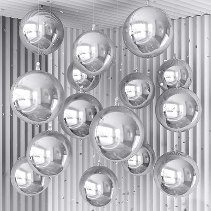 14 Pcs Silver Round Foil Balloons 22/15/10 4D Ball Balloons Metallic Silver by Froova