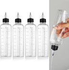4 Pack Applicator Bottle for Hair, 8.5oz Soft Squeeze Empty Oil Dispenser Hair Color Applicator Root Hair Dye PET Plastic Refillable Bottles for Salon Sylist with Graduated Scale and Twist Top