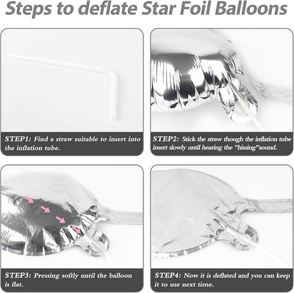 60 Pcs Star Balloons Explosion 12 Point Foil Cone Balloons Magic Balloon Large - Image 7