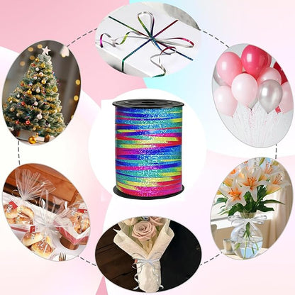Rainbow Ribbon 500 Yard Curling Crimped, 3/16" Laser Curly Ribbon, Shiny Satin - Image 4