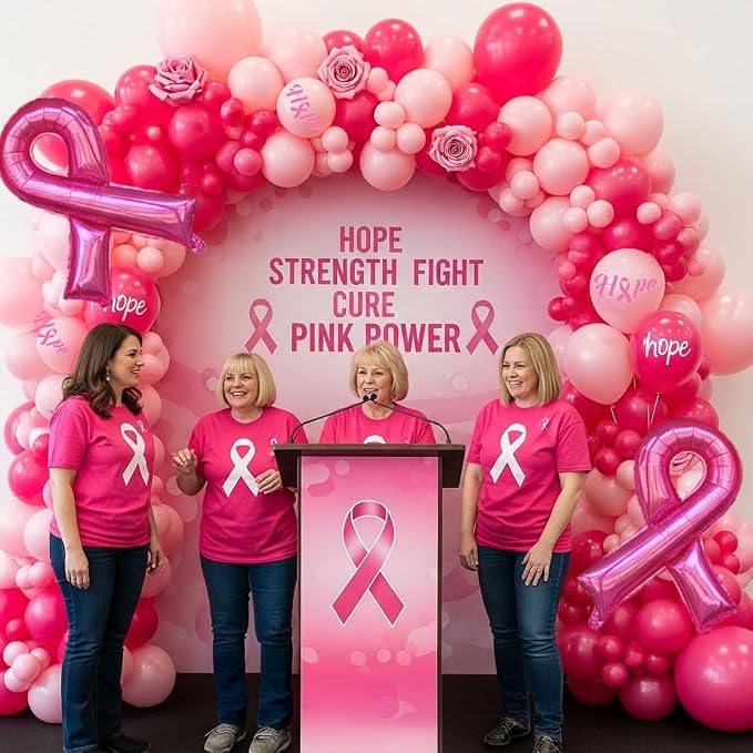 Hot pink and pink balloons Breast Cancer Awareness Decorations Balloons Arch - Image 4