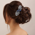 Geyoga 6 Pieces Vintage Hair Barrettes for Women Retro Flower French Pearl Crystal Rhinestones Clips Hair Pins for Women Styling Accessories(Deep Style)