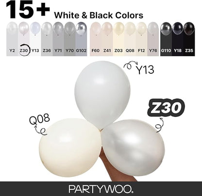 PartyWoo Pearl White Balloons 155pcs Metallic White Color 5 Inch | 18 12 10 5 - Image 4