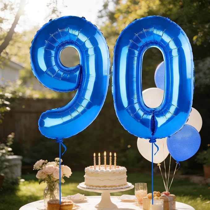 40 Inch Number 90 Balloons for 90th Birthday Party Decorations, 0-100 Dark Blue - Image 3