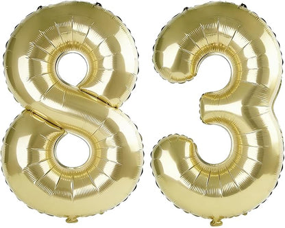 40 Inch Number 83 Balloons for 83rd Birthday Party Decorations, 0-100 Champagne by FOBELEC