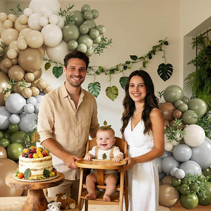 Brown Sage Green Balloon Arch Kit - Image 3
