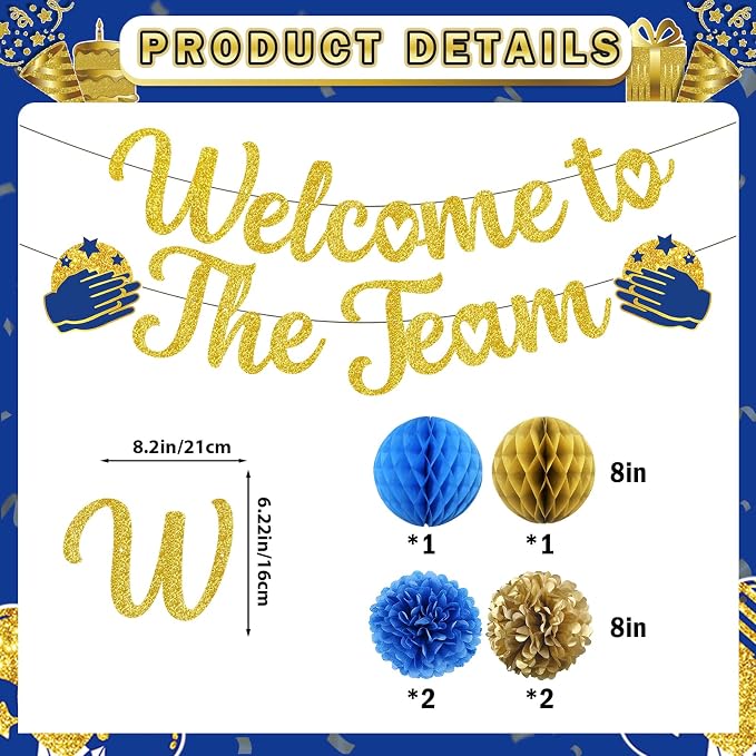 Welcome To The Team Banner Gold, Welcome Banner Circle Dots Garland Hanging - Image 2