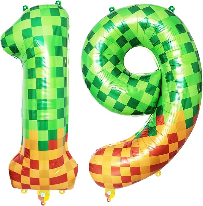 40 Inch Pixel Foil Number 19 Balloon by TNCDJKPA