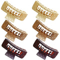 Double Row Teeth Thick Hair Clips Square 2 Rows Claws Rectangle Women Girls Double Teeth Hair Claw Clips Double Claws Curly Straight Big Volume Hair Strong Hair Accessories 6 Packs