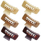Double Row Teeth Thick Hair Clips Square 2 Rows Claws Rectangle Women Girls Double Teeth Hair Claw Clips Double Claws Curly Straight Big Volume Hair Strong Hair Accessories 6 Packs