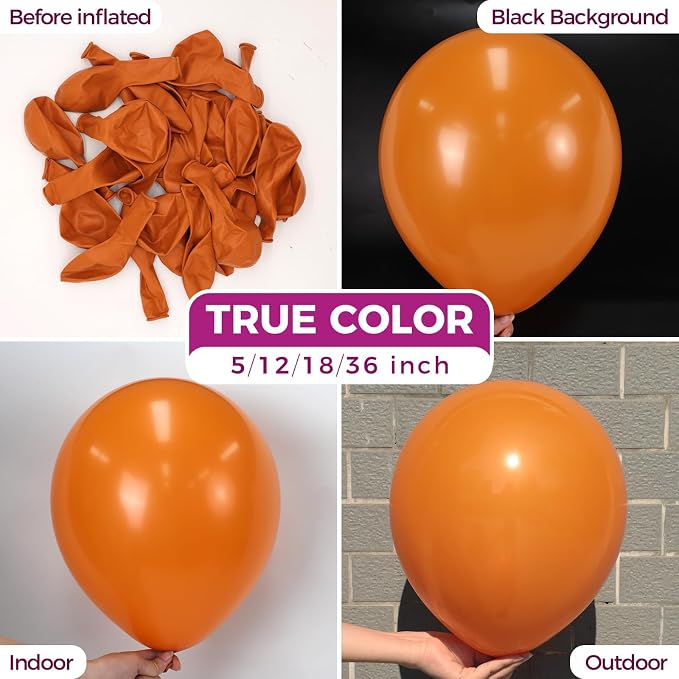 Bezente Burnt Orange Latex Party Balloons 100 Pack 12 inch | Dusty Retro - Image 2