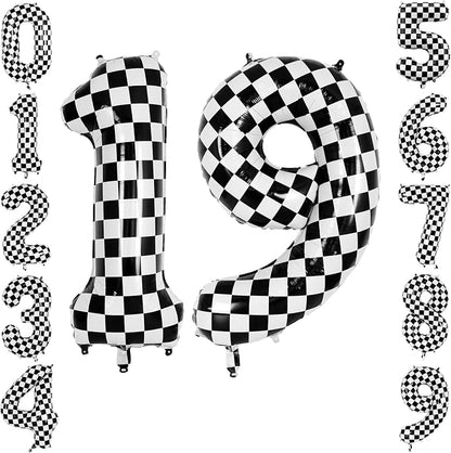 40" Checkered Number 19 Balloon by TNCDJKPA
