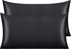 NTBAY 2 Pack Satin King Pillowcases for Hair and Skin, Luxurious and Silky Pillow Cases with Envelope Closure, 20x40 Inches, Black