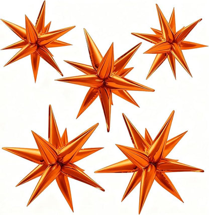 60Pcs Orange Star Balloons Foil Explosion Mylar Balloon 12 Point Spike Ballons by BOMSI