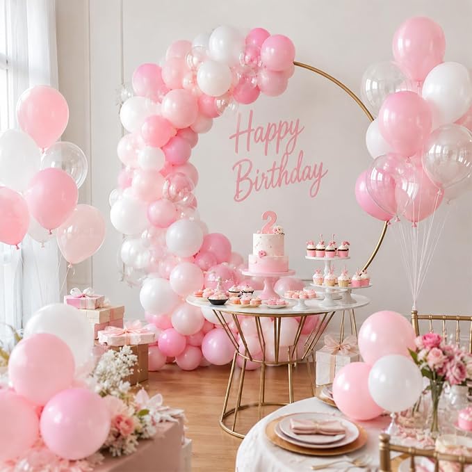HILAVO Dusty Pink Balloons 12 Inch Blush Pastel Light Baby Pink and White Latex - Image 3