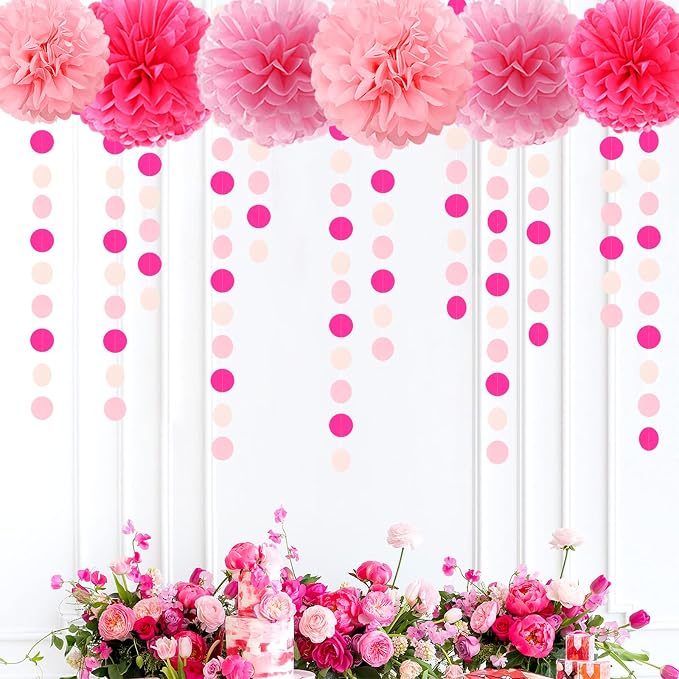 Hot-Pink Party-Decorations Paper-Garland Streamers Banner - 52Ft Galentines - Image 6
