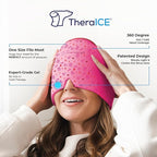 TheraICE Migraine Relief Cap, Migraine Ice Pack Mask, Women Cooling Gel Hat, Face Cold Compress Head Wrap for Her Stress. Great Gift for Mom, Sister, Girlfriend, Grandma & Teacher