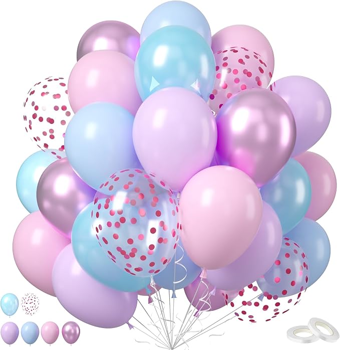 Pastel Pink Blue Purple Balloons by Saxuxu