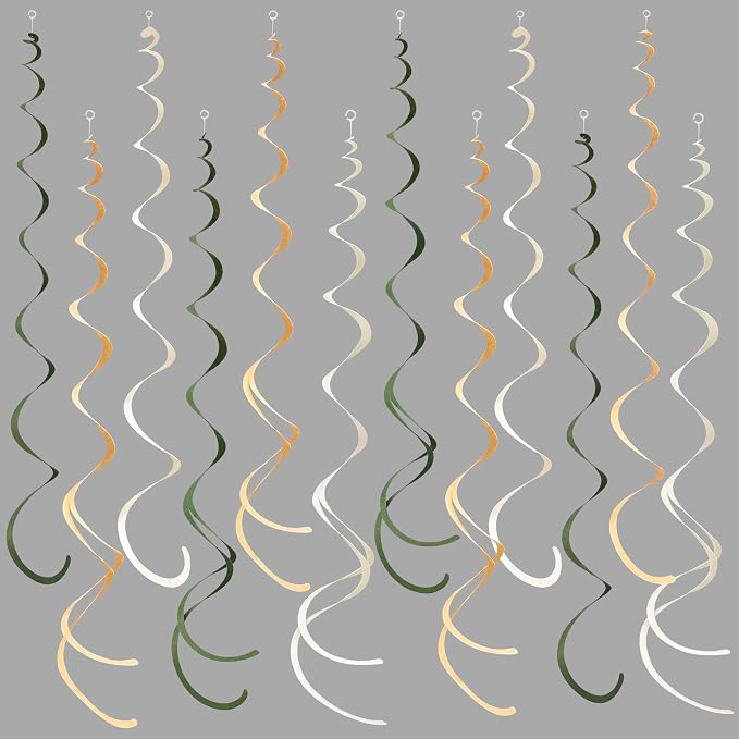 36Pcs Sage Green Hanging Swirl Decoration Olive Green Tan Brown Cream Neutral by pinkblume
