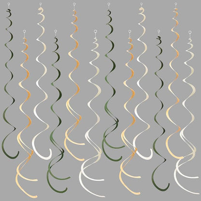 36Pcs Sage Green Hanging Swirl Decoration Olive Green Tan Brown Cream Neutral by pinkblume